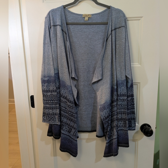ONE WORLD Sweaters - ONE WORLD Blue Ombre Pattern Open-Front Cardigan